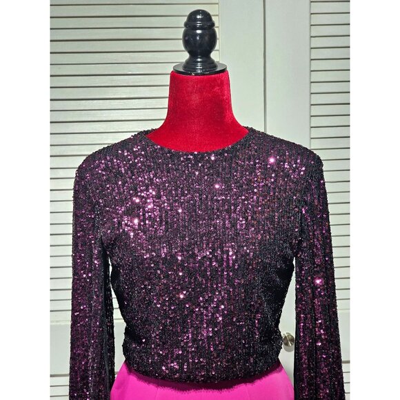 Giovanna Nicolai Women's Purple Sequin Embellished Long Sleeve Rumper Sz M 3155 - Picture 6 of 13
